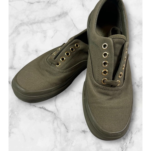 Vans Shoes - Vans‎ Era Sneakers Womens 8 Olive Green Canvas Gold Eyelets Low Top Shoes